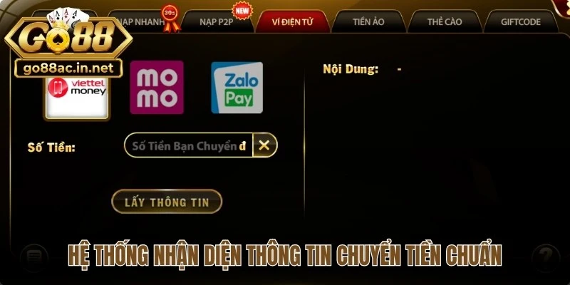 Hệ thống nhận diện thông tin chuyển tiền chuẩn hồ sơ đã thiết lập